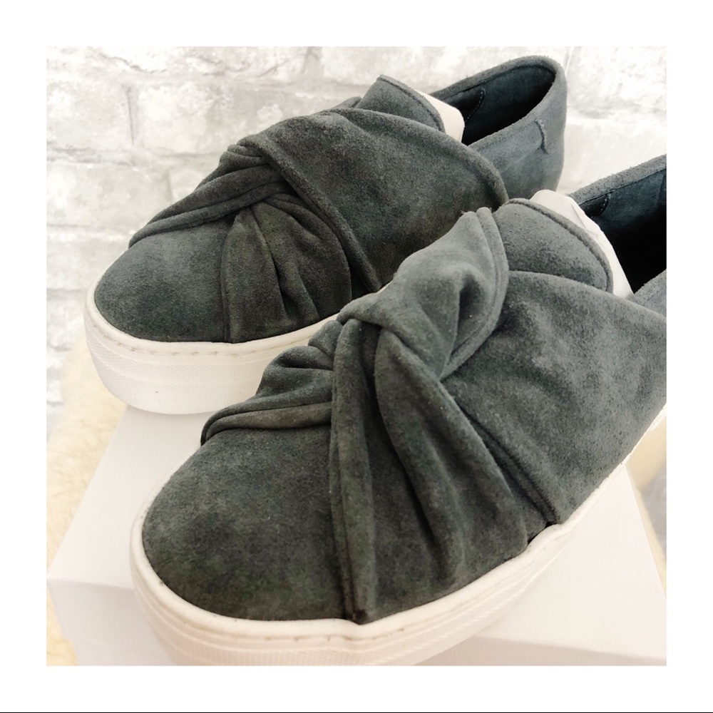 NWB MAJE | Grey Suede Crossover Slip-On Sneakers 36